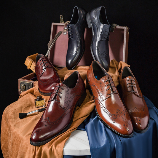 Classic Men's Brogue Oxford Wingtip Dress Genuine Leather shoes