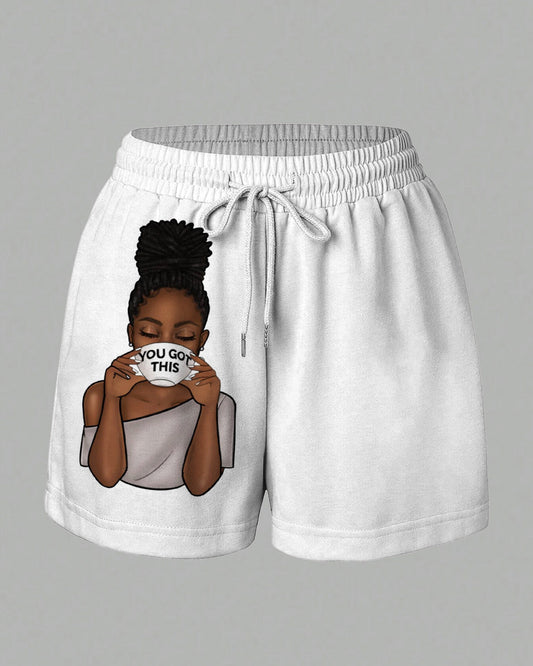100% Cotton Coffee Brown Girl Summer Sweat Shorts