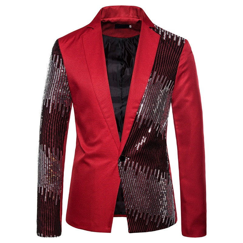 men's suit sequin patchwork jacket