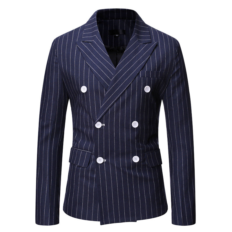 New Striped Casual Double Breasted Blazer