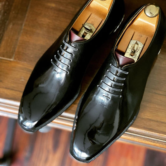 Bright Black Formal Leather Lace Up Men Dress Shoes