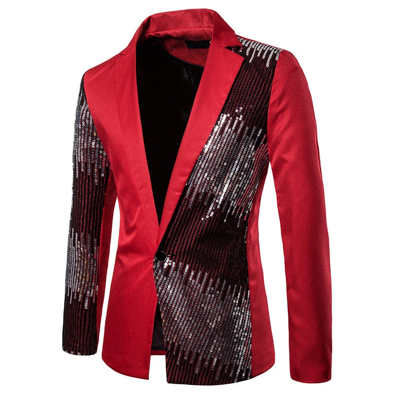 men's suit sequin patchwork jacket