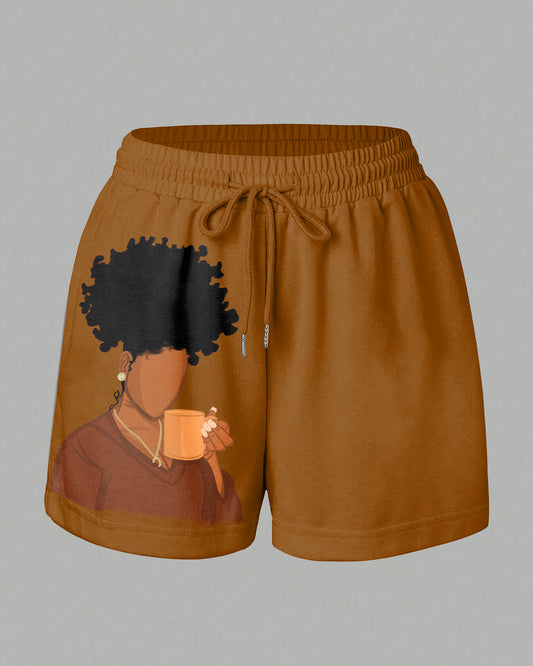 100% Cotton Coffee Leisurely Woman Summer Sweat Shorts