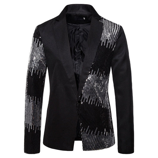 men's suit sequin patchwork jacket
