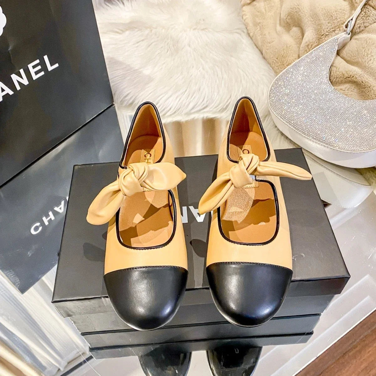 Bow French Flat Retro Mary Jane Shoes 1025031012
