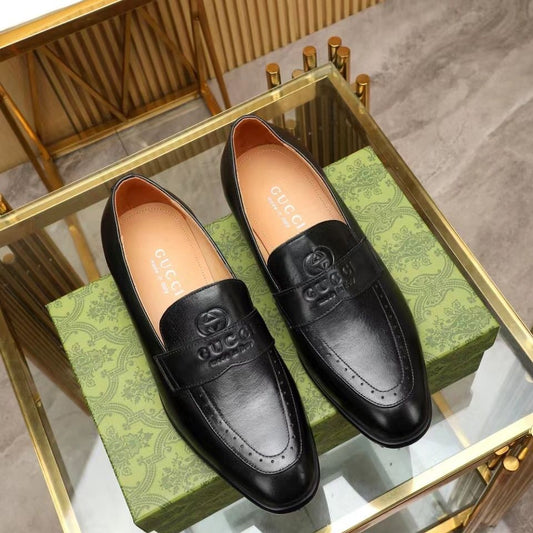 Black Leather New Fashion G Logo Men's LoafersXC052025072508