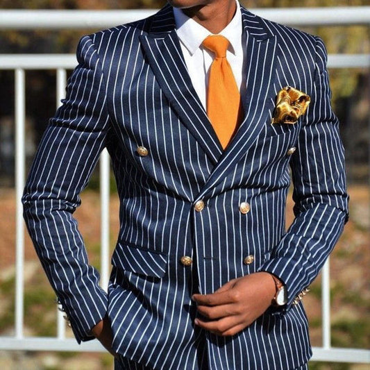 Slim Fit Plaid Lapel Long Sleeve Men Blazer