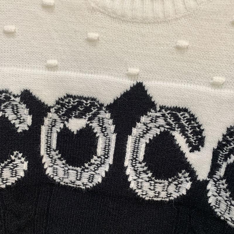 Black And White Letters Contrast Color Pullover Turtleneck High-end Custom Women's SweaterPD052023122805