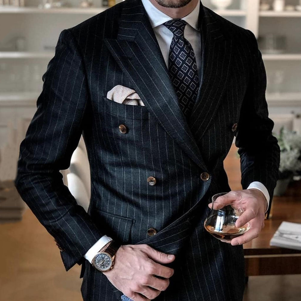 Slim Fit Plaid Lapel Long Sleeve Men Blazer