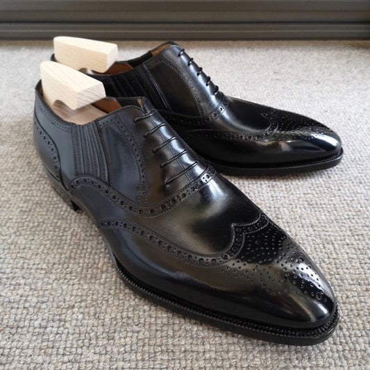 2022 Black Brogue Style Men Dress Shoes