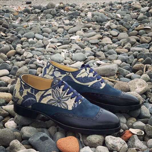 Blue printed details dress shoes