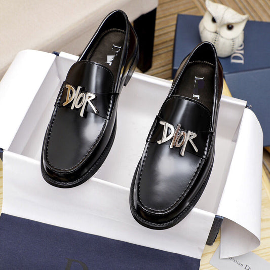 Black Leather New Fashion D Logo Men's LoafersXC052025072506