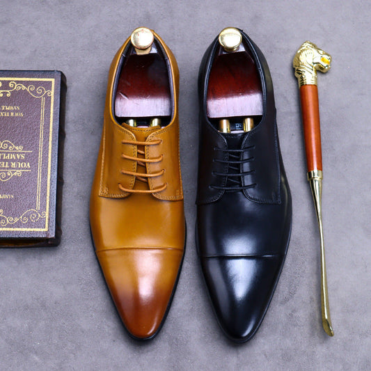 Classic Men's Leather Lace Up Casual Trendy Dress Shoes