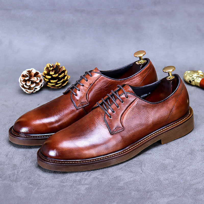 Vintage Men's Leather Lace Up Casual Trendy Dress Shoes
