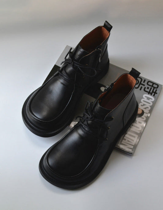 Comfortable Leather Wide Toe Box Lace-up Boots for Men 39-45