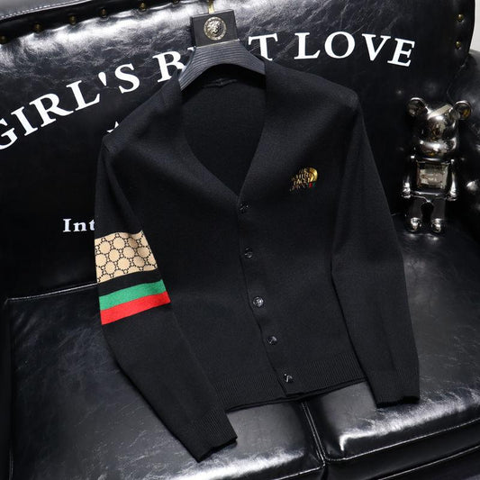 Autumn And Winter New Fashion Brand Letter Embroidered V-neck Cardigan Men's SweaterPD052023122615