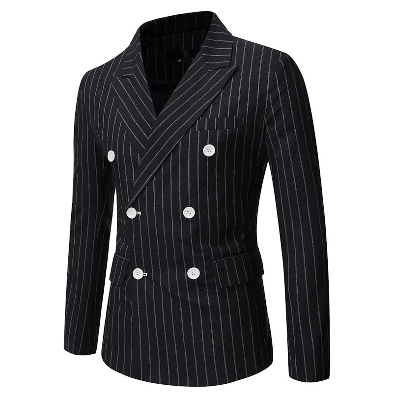 New Striped Casual Double Breasted Blazer