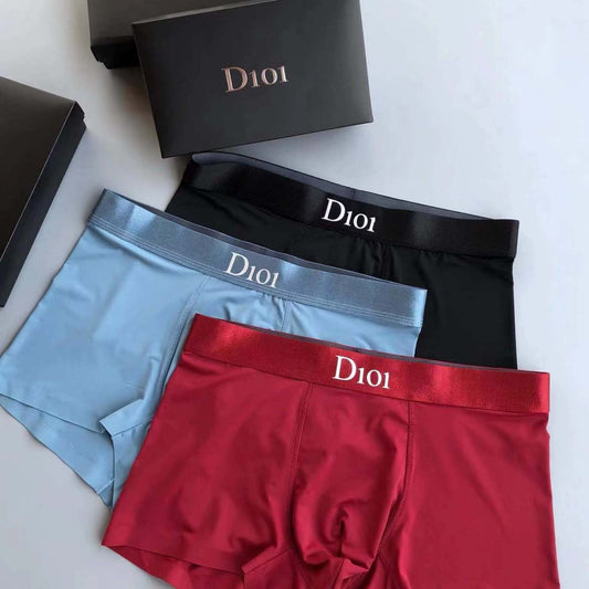 3 pairs of men's superior ice silk inner pants, soft and absorbent (gift box)