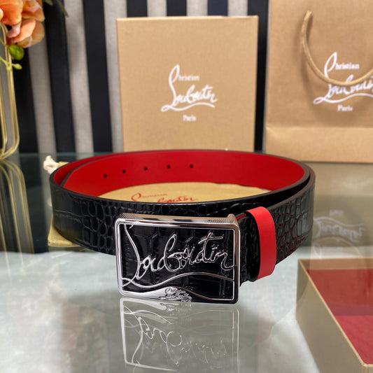 Black and Red 3.8cm Leather male or Femail BeltsPD052024073008