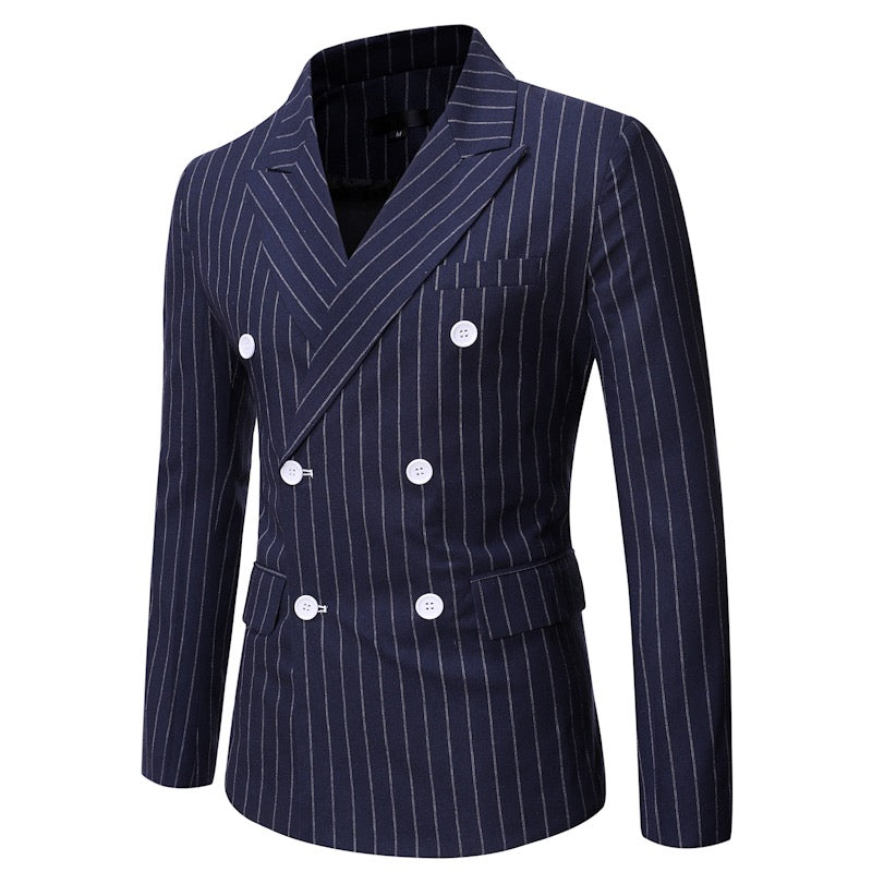 New Striped Casual Double Breasted Blazer