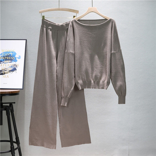 Camel – Loose Fit Knit Sweater Two Piece Set