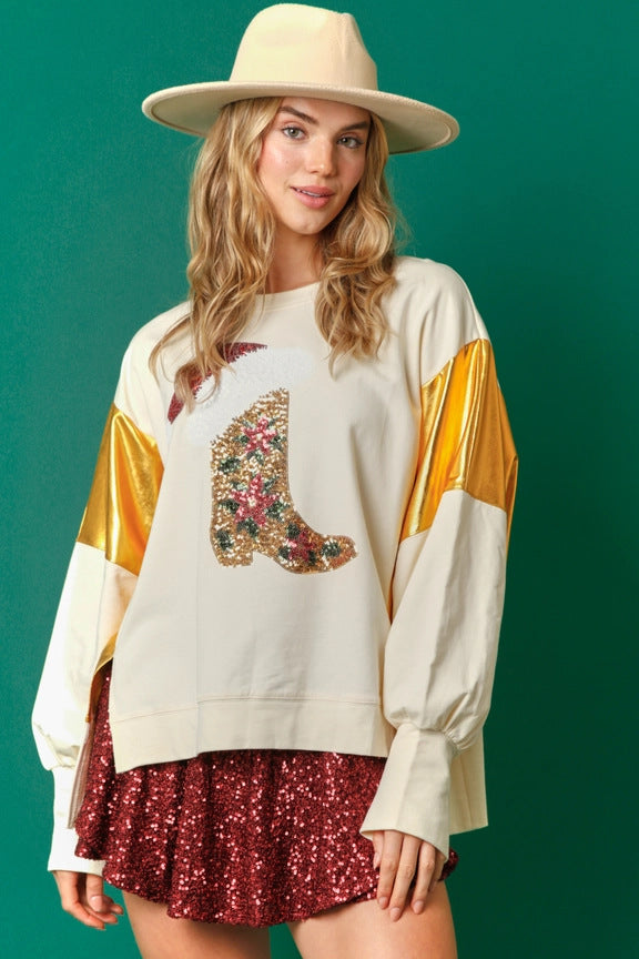 Autumn Winter Women Clothing Christmas Sequined Long Sleeve Top Pullover Casual Sweatshirt Women