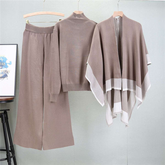 Camel – Loose Knit Sweater Three Piece Set
