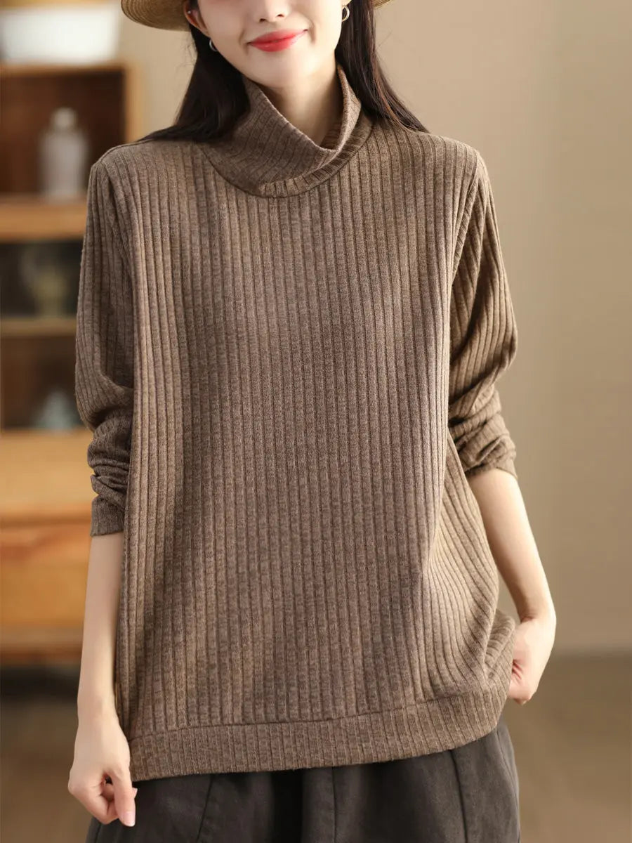 Women Wool Solid Knitted Sweatshirt