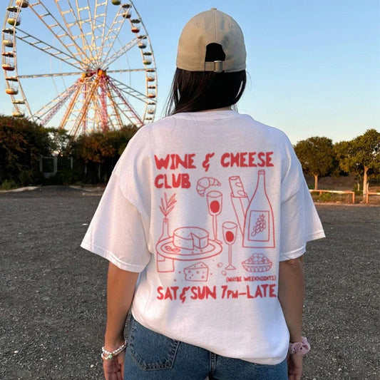 Wine Cheese Club Funny Food T-shirt