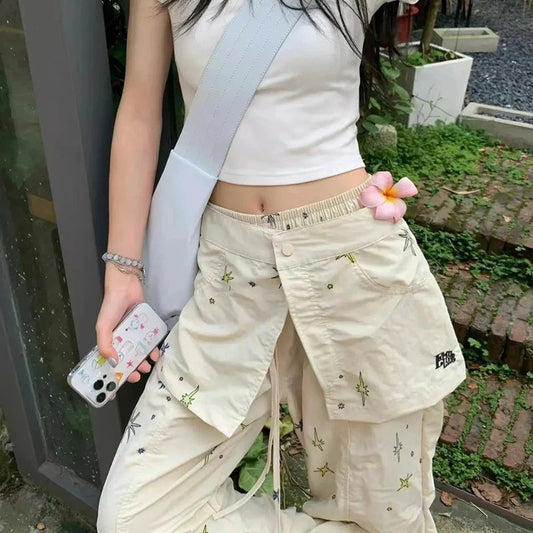 Y2K Baggy Cargo Pants Women American Vintage Streetwear High Waist Trousers Korean Fashion Harajuku Casual Wide Leg Pants New
