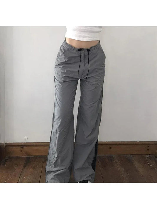 Woman Cotton Pants Loose Trousers Elastic Waist Sweatpants Straight Leg Cargo Simple Pants Casual Streetwear Allmatch Ins