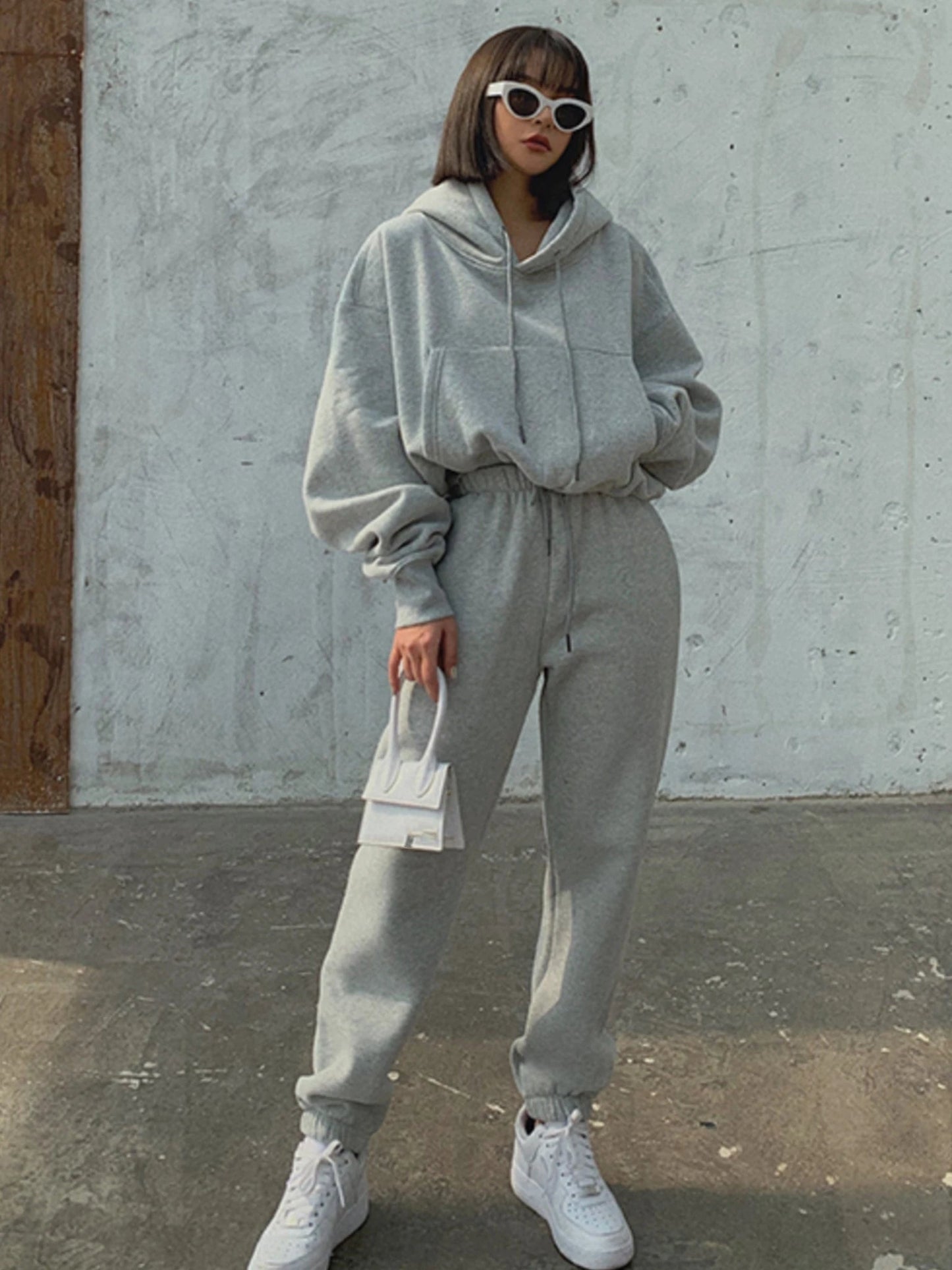 Casual New Fashion Hoodies Suit Women Winter Spring Solid Tracksuit Two Pieces Set Sports Pullover Sweatpants Sweatshirt Mujer