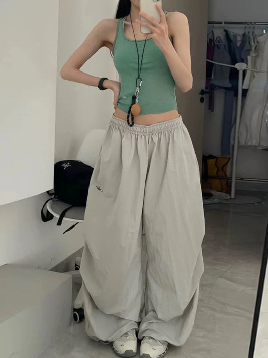 Baggy Jogging Pants Women Hip Hop Y2k Grey Embroidery Korean Fashion Straight Leg Sport Trouser Harajuku Causal Bottoms