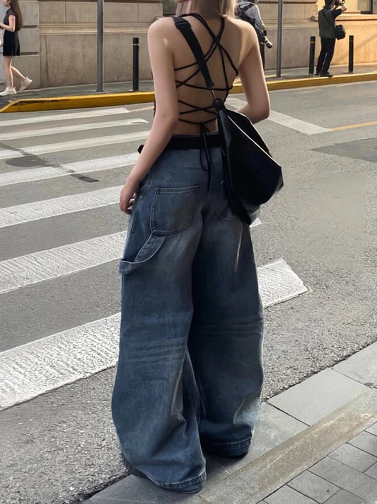 Woman Oversize Jeans Baggy Denim Low Waist Pants Wide Leg Cute Core Baddie Style New Trend  Aesthetics Japanese Fashion Ins