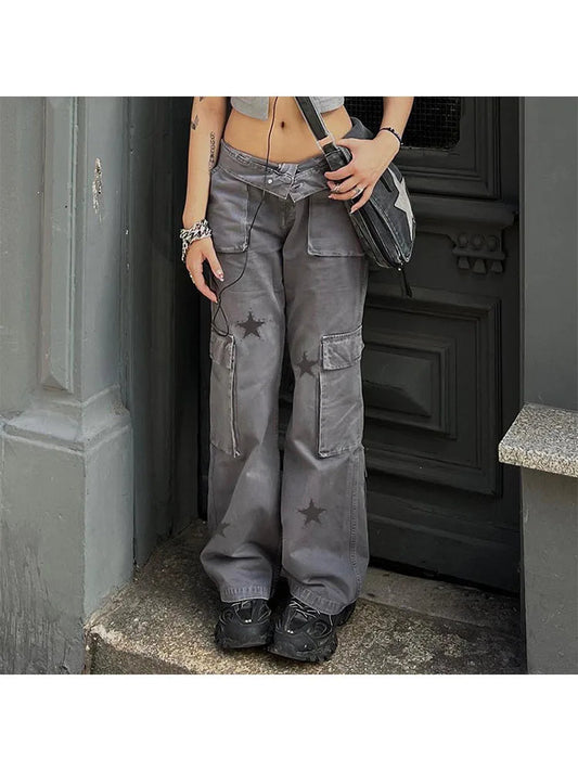 Woman Old Money Jeans Dark Academia Denim Japanese Fashion Pants BF Style Trousers Sweatpants Cargo High Street Pants Ins