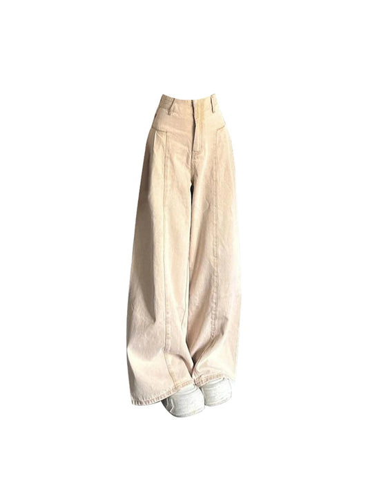 Women's Khaki Jeans Y2k Wide Leg Cowboy Pants High Waist Korean Fashion Denim Trousers Baggy Casual Vintage Jeans Summer Clothes