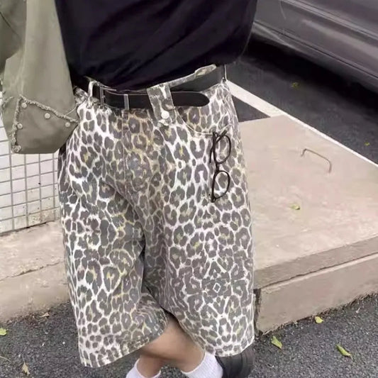 Y2k Clothes Calflength Pants Leopard Spring Summer Vintage Loose Pantalones De Mujer Streetwear Fashion Trousers