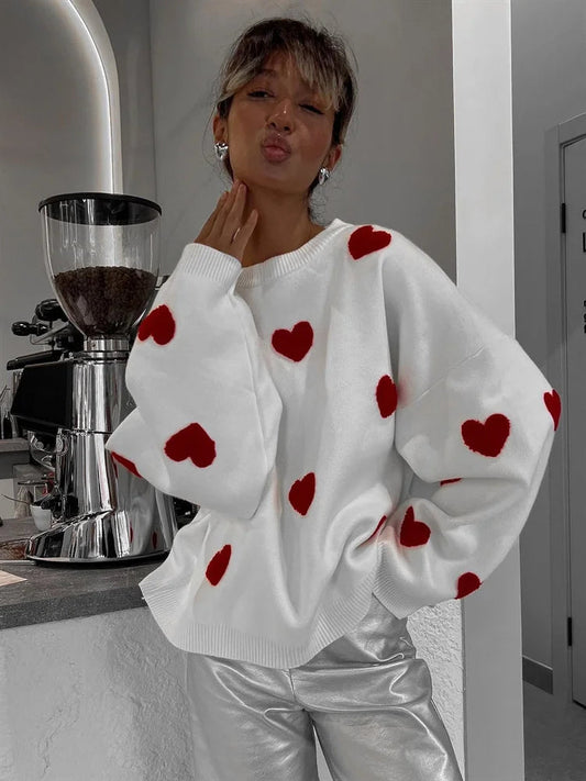 Casual Kawaii Loose Sweater Pullover For Women Fashion Long Sleeve High Street Printed Camisola Female Patchwork Sweater