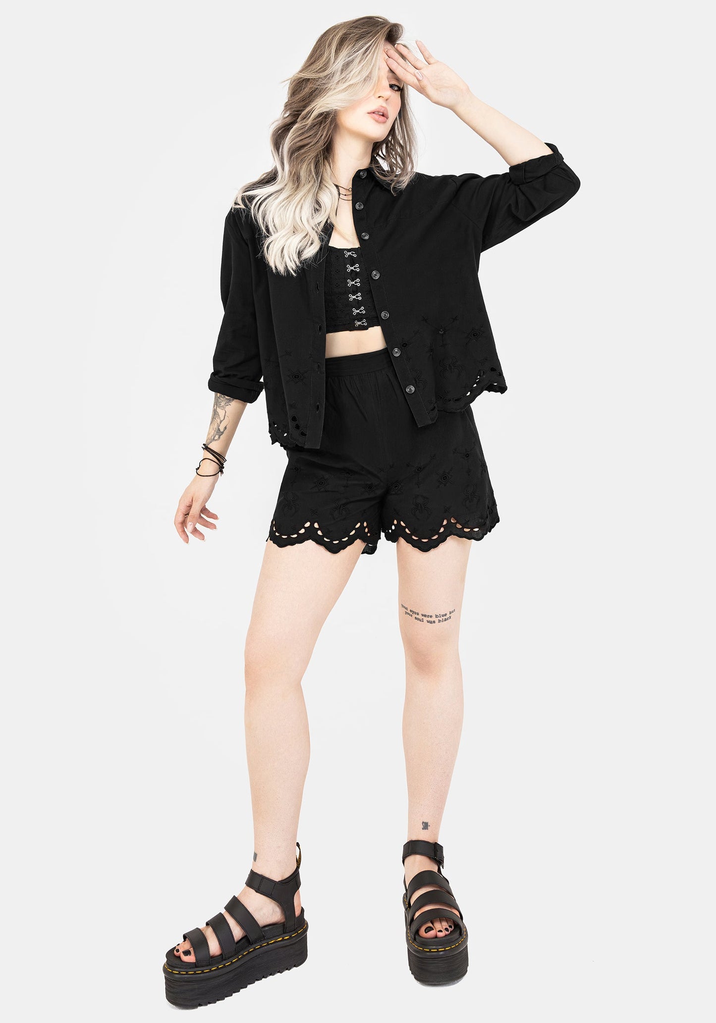 Synthweb Cotton Broderie Hem Shorts