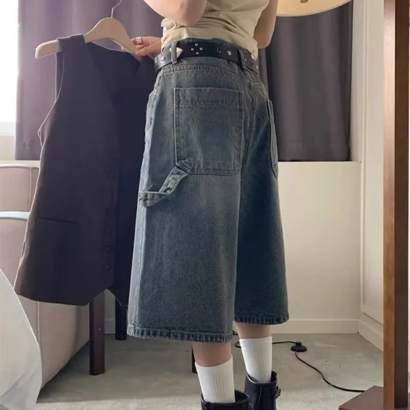 Y2k Clothes Denim Cargo Pants Women Solid Streetwear Spring Summer Ankle Length Trousers Vintage Pantalones De Mujer