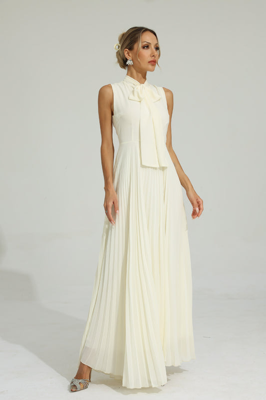 Tennyson White Bow Sleeveless Maxi Dress