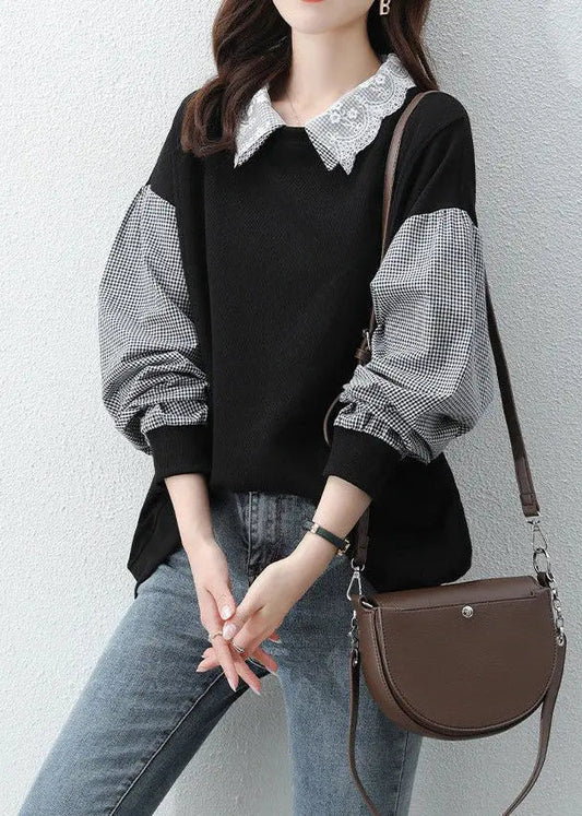 Women False Two Pieces Cotton Sweatshirt Fall