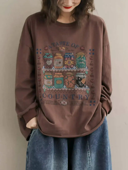 Women Bottle Print Sweatshirt