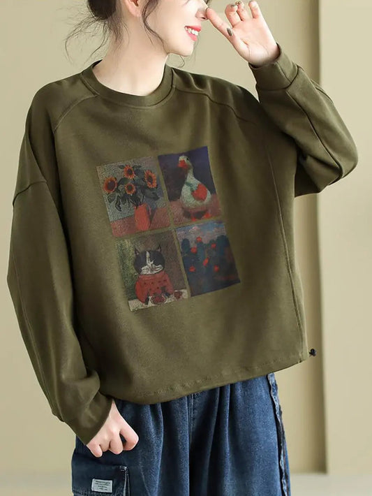 Women Print Spring Sweatshirt