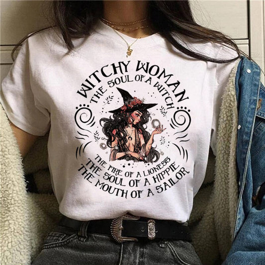 Women T-shirt Cartoon Witch Magic Kawaii Tshirt