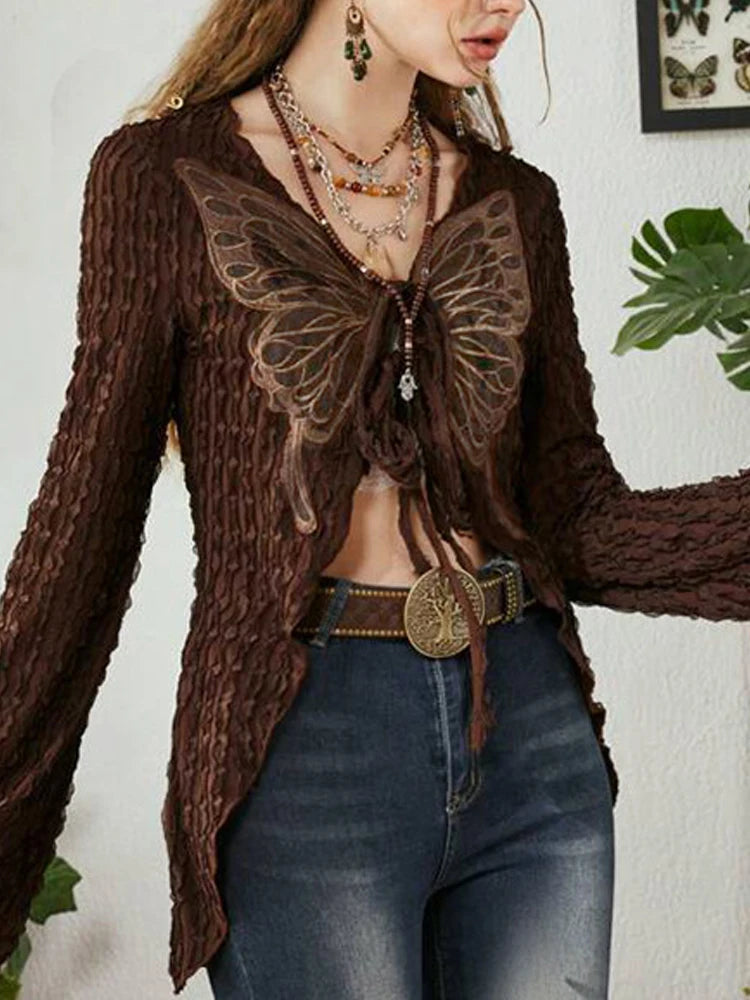 2024 Vintage 2000s Grunge Lace-Up Cardigans