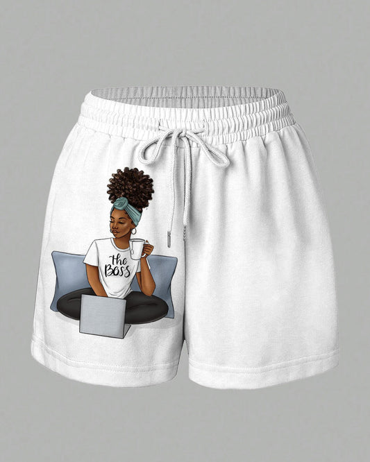 100% Cotton Boss Brown Girl Summer Sweat Shorts