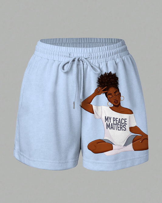 100% Cotton My Peace Matter Summer Sweat Shorts