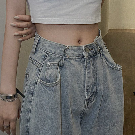 Women's Straight Tube Loose Mop High Waist Pants